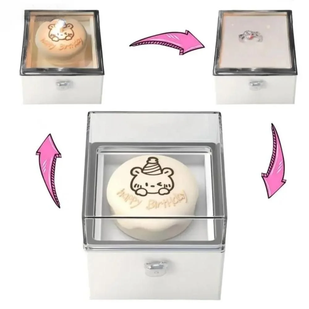 Automatic Flip Bear Flip Ring Boxs Light Candles Spinning Design Mini Cake Surprise Rotating Box Surprise Mechanism