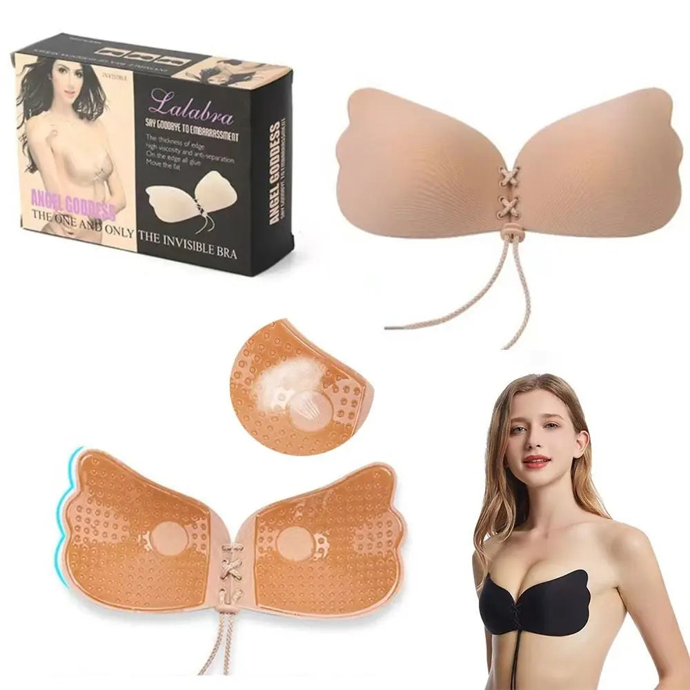 Silicone Sticky Invisible Bandeau Backless Bra Push Up Strapless Bras Stick On Bra