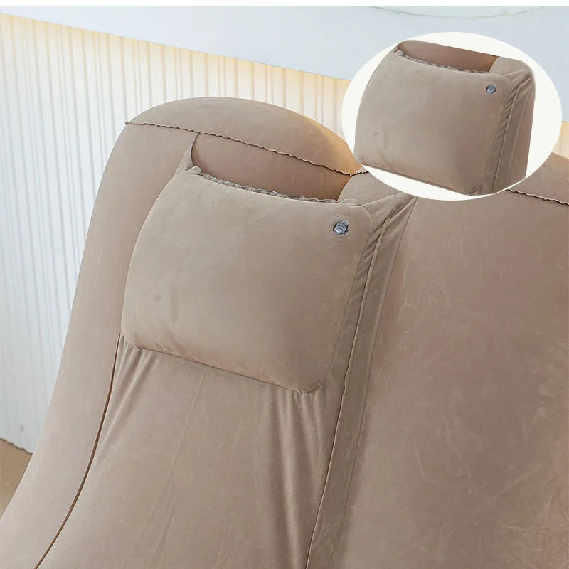 Inflatable Rocking Sofa with Pillow Flocked PVC Ergonomic Inflatable Recliner Lounge Chair Outdoor Foldable Blow Up Couch