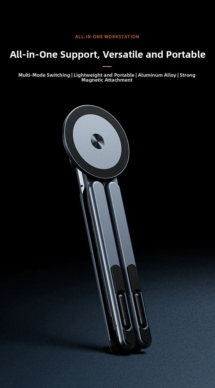 3in1 Aluminum Foldable Magnetic Stand Portable Adjustable Angle Compatible with Phone Tablet Laptop iPhone Samsung iPad MacBook
