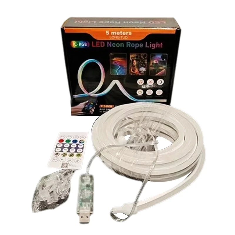RMWIN-DC5V RGBIC LED Strip Lights With Music Sync Neon Rope Light DIY RGB Atmosphere Light Strip Tape For Home Decor