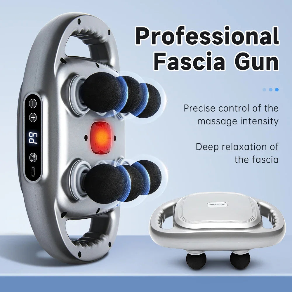 6 Heads Electric Fascia Gun Muscle Massager Handheld Muscle Relaxation Professional Vibration Body Neck Massage Gun Relief Pain