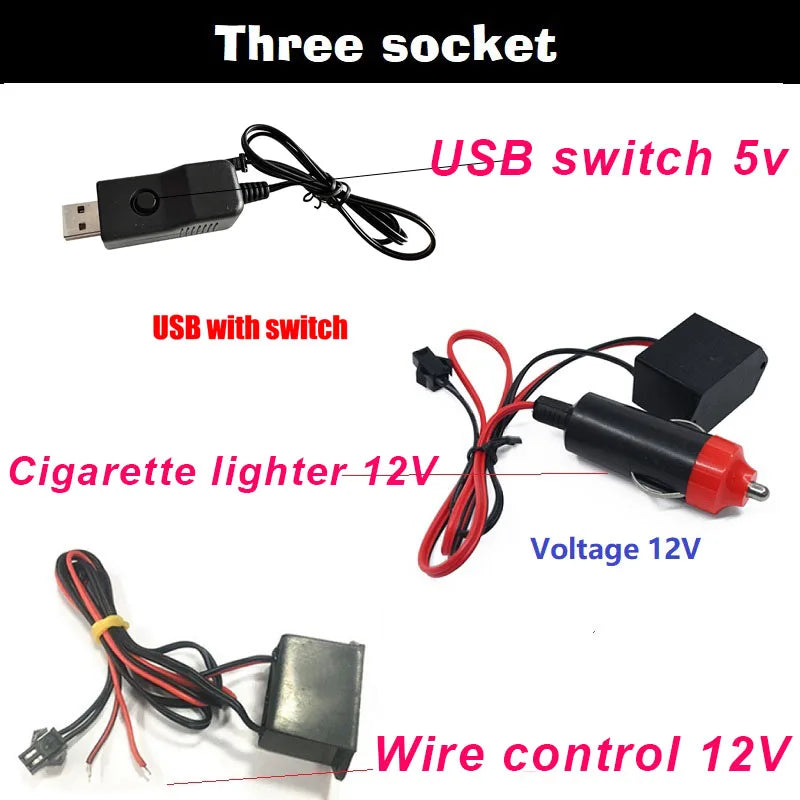 Neon LED Car Interior Lighting Strips Auto LED Strip Garland EL Wire Rope Car Decoration lamp Flexible Tube 12V