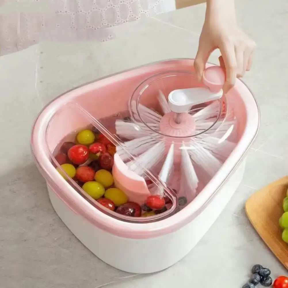 Produce Cleaner Family Size Fruit Bowl Fruit Cleaner Spinner with Rotating Vortex Produce Rinse Bowl Drain Basket for Berries