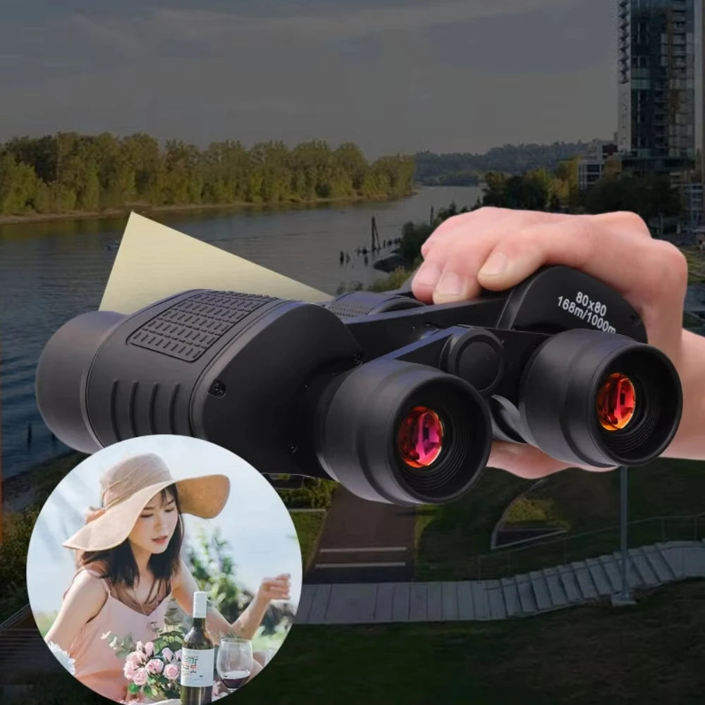 80x80 adult powerful binoculars, durable, optical glass lens for hunting, high-definition high-power for travel and sightseeing