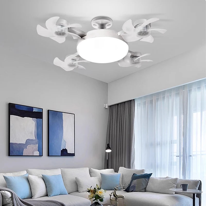 Ceiling Light With Fan 2 in 1 Remote Control Drone Silent Home Electric Fan Modern Dining Bedroom Study E27 Ceiling Pendant Lamp