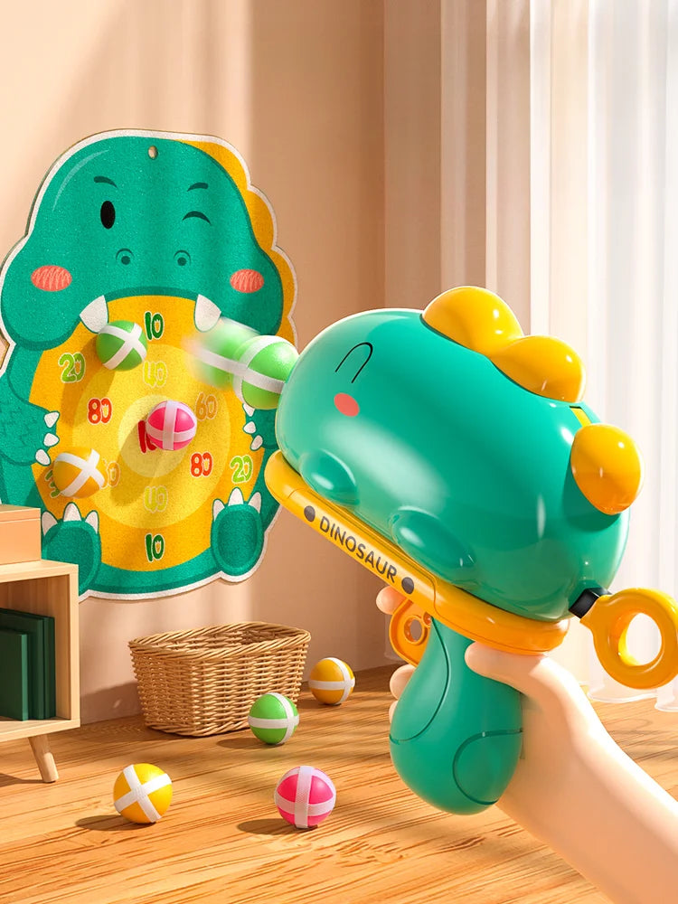 Dinosaur ball gun catapult sticky ball, children's baby toy, birthday gift