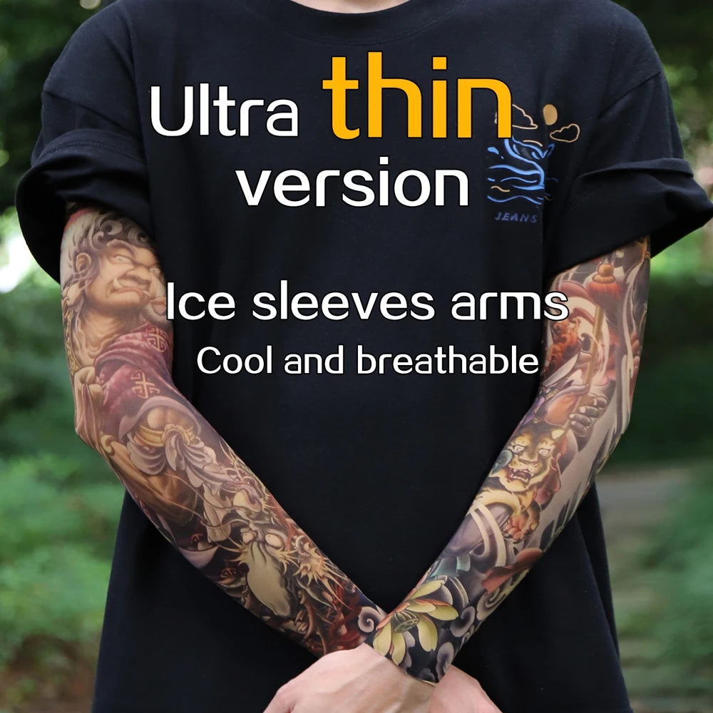 1PC Ultra thin seamle Tattoo  Sleeves Arm For Men Women Cool Travel Cycling Elastic Scratch Resistant Sunscreen Arm