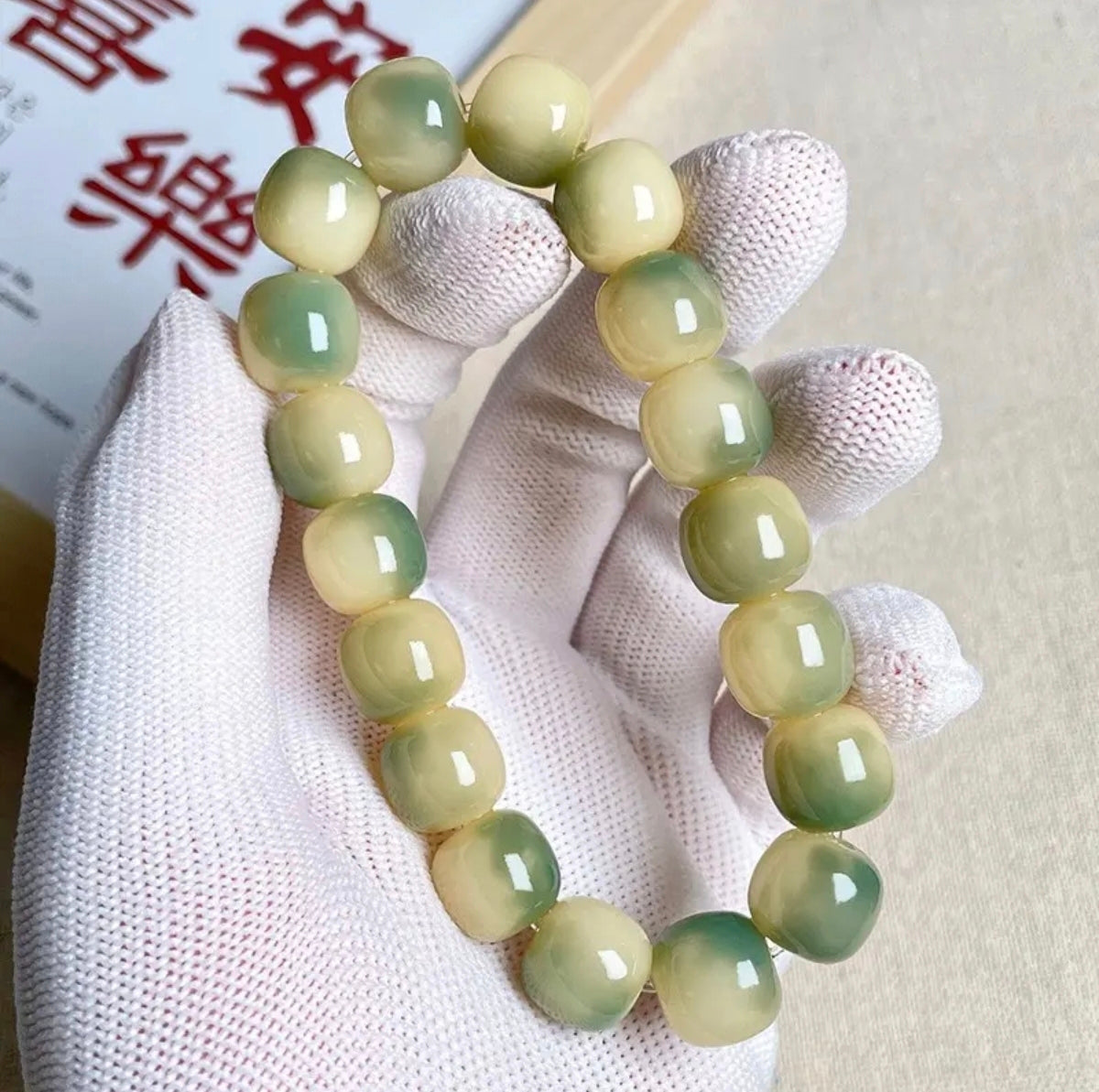 Pure natural Bodhi root Bodhi bracelet small green lemon single loop bracelet natural Bodhi root Bodhi root